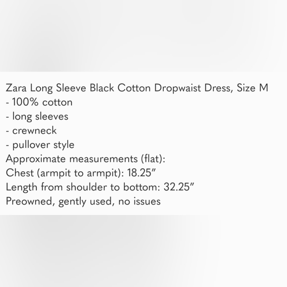 Zara Long Sleeve Black Cotton Dress or Tunic - Picture 4 of 4